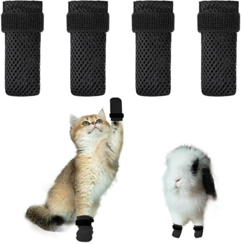 JEYORZY 4 Stück Pfotenschützer für Hunde, Katzen, verstellbare Mesh Pfotenschützer für Katzen, Mesh Nagelknipser Haustiere Baden