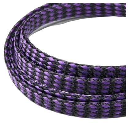 ERQIAO Gaine de protection en polypropylène et coton PET - 1/3/5/10 m - 4, 8, 12 mm - Souple - Isolé - Pour harnais de câbles (violet noir, 08 mm - 3 mètres)