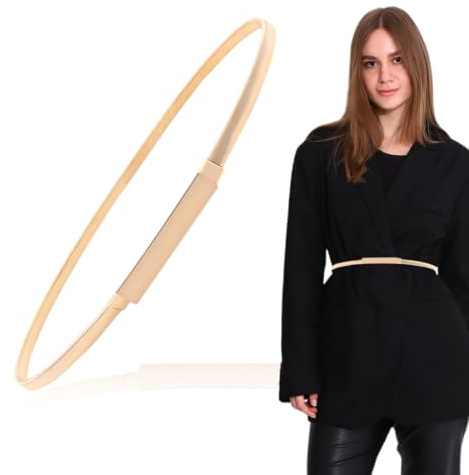 QEQSHQO Goldener Gürtel für Damen, Party, elastischer Metallgürtel