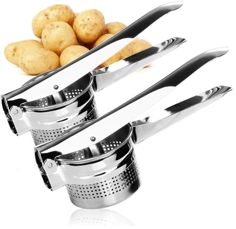 COM-FOUR® 2x Kartoffelpresse, Handpresse für Kartoffeln, Obst und Gemüse | Ideal für Kartoffelbrei & feine Spätzle