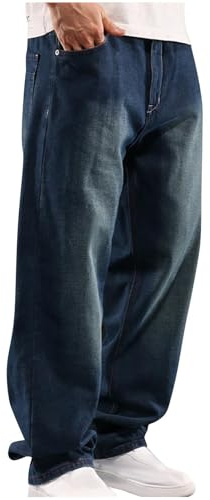 Pantalon Jeans Homme Grande Taille Elastique Large Baggy Pantalon de Jogging en Denim Sport Pants pour Hommes Cadeau Vetement Mode Pantalons Coupe Droite Jeans de Survêtement Pantalons de Travail