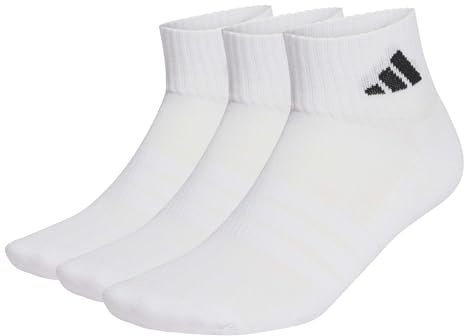 adidas Unisex CUSHIONED SPORTSWEAR ANKLE SOCKS 3 PAIR PACK, white/white/black, 4.5-6