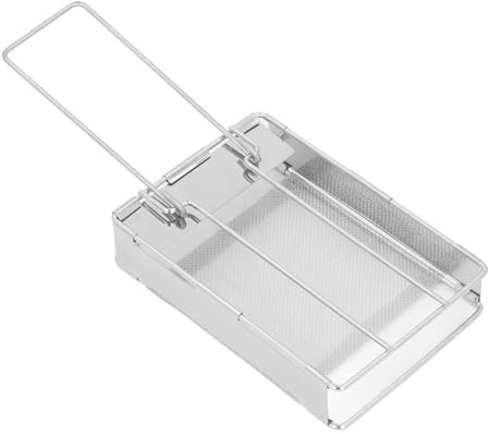 Grille-pain de camping pliable et portable en acier inoxydable, idéal pour la randonnée, le pain, les saucisses, les pique-niques et les activités en plein air.