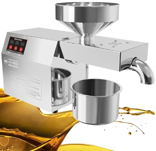 XUXIAO Commercial Oil Expeller Oil Presser, Automatic Oil Press Machine, Stainless Steel Cold Hot Press, for Flaxseed Peanut Hemp Seeds Sesame Sunflower