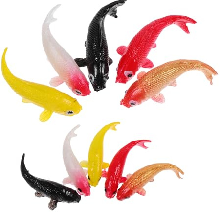 SUPVOX 10Pcs Resin Koi Fish Sculptures Miniature Aquarium Decor Figures for Garden Stream and Home and Detailed Fish Ornaments for Fish Tanks and Outdoor