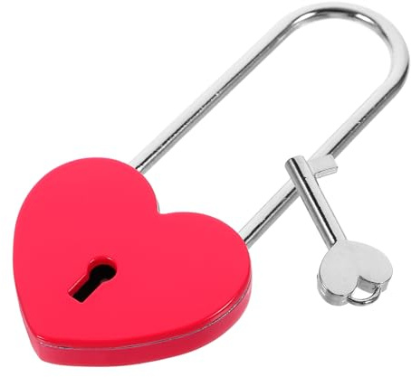 LIFKOME Lucchetto Forma Cuore Piccolo con Chiave per e Valigie Design e Resistente per Scatole Porta e Armadietti Colore Rosa