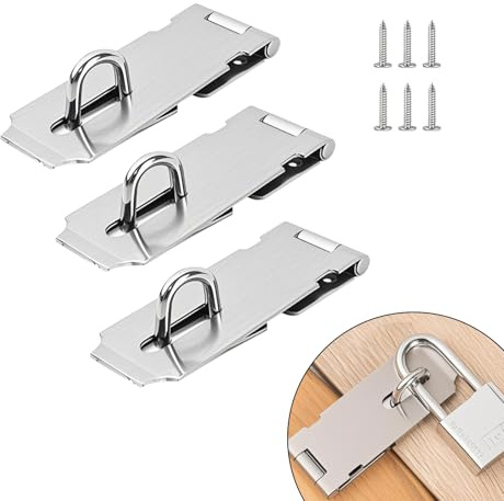 3-Pack Stainless Steel Padlock Hasp Latch 2 Inch, Door Latch Hardware, Suitable for Doors, Windows, Cabinets, Crates, Pet Cages, Small Durable Silver Door Lock Accessory
