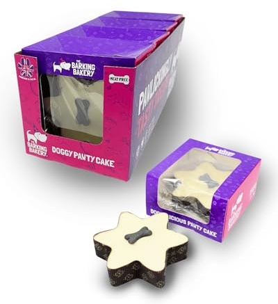 The Barking Bakery Gâteau étoilé au yaourt – Gâteau d'anniversaire pour chien avec os – Cadeau d'anniversaire parfait pour chien – Éponge et garniture à la vanille – Qualité humaine – Cuit au