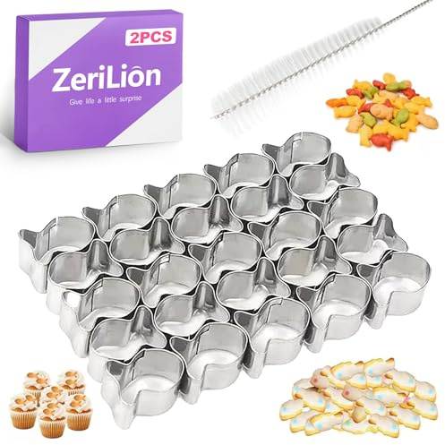 ZeriLion 2 Piece Fish Cracker Cutter Set Mini Cookie Cutters for Homemade Crackers Biscuits Pastry Dough Shaper Baking Tools