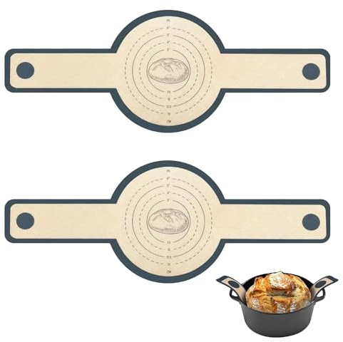 Lot de 2 tapis de cuisson en silicone pour four néerlandais - Résistant à la chaleur - En silicone de qualité alimentaire - Réutilisable - Avec longue poignée - Pour friteuse à air, four, pain, pizza