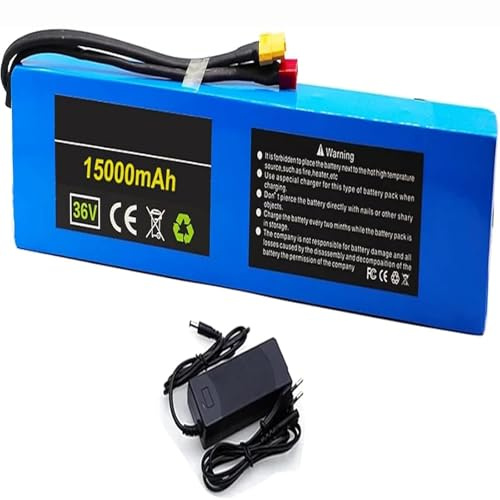 Batterie lithium-ion 36 V 15 Ah, 10S3P, avec BMS 15 A intégré et chargeur, pour scooters et vélos électriques de 100 à 500 W. 36V 15Ah,T