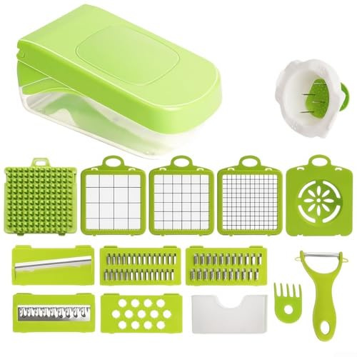 Picadora de verduras compacta 10 en 1 para preparación rápida de comidas para cortar y cortar en dados, varios ingredientes