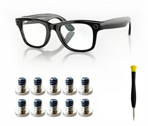 YUQSL Replacement Screw Set for Ray-Ban Meta Wayfarer/Skyler/Headliner Gen 2 & Oakley Meta HSTN Eyeglass Temple Accessories, Includes 1Pc Screwdriver & 10Pcs Screws for Meta Gen 2 Smart Glasses