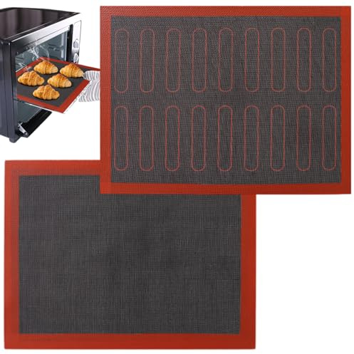 Peosaard Tapis de Cuisson en Silicone, Tapis de Cuisson perforé 2 pièces, Silicone Creux 16 x 12 Pouces, Four antiadhésif, réutilisable pour Les Biscuits, perforé