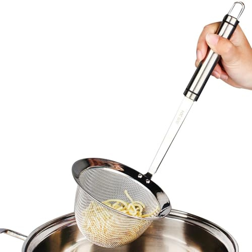 Skimmer Spoon - 3.9 * 3.9 * 12.2inch Stainless Steel Mesh Strainer | Stainless Steel Hot Pot Skimmer with Handle | Metal Mesh Strainer Professional Kitchen Cooking Skimmers