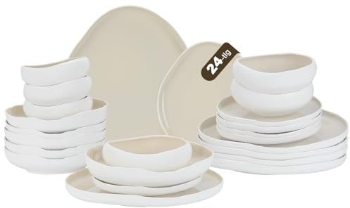 Porslinsset, tallriksset 6 personer, bordsservis med 24 delar, porslinsset per mattallrik, desserttallrikar, frukostskålar, salladsskål, servis ljusbeige