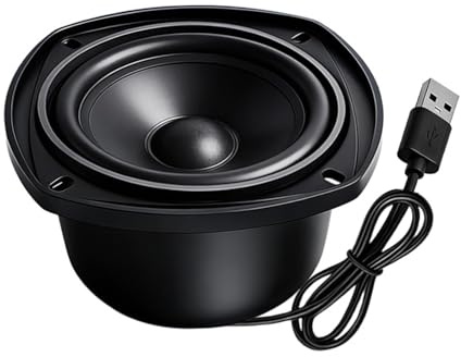 Hangsu Altavoces con carcasa de metal de 4 ohmios y 15 W alimentados por USB con tarjeta de sonido integrada y amplificadores para portátiles, televisores, computadoras, altavoces de tarjeta de sonido