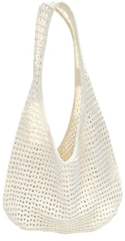 GAJUS Bolso de Playa de Ganchillo para Mujer Punto Tote Grande y Espacioso Hombro Tejido a Mano Bolsa Malla Ligera para Vacaciones Verano Playa Compras Viaje Bolso de Rejilla