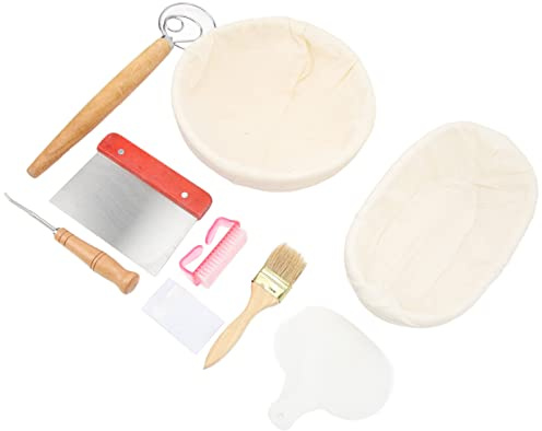 Hidyliu Ovala och Runda Jäsningskorgar för Deg för Hembakning, Non-stick med Tvättbara Foder, 10,2 Tum och 8,7 Tum, Perfekt för Alla Brödrecept