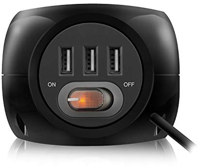 Ewent EW3938 Interior Negro Adaptador e inversor de Corriente - Fuente de Alimentación (Interior, Universal, USB Type-A, 2,4 A, 5 V, 3 Salidas AC)