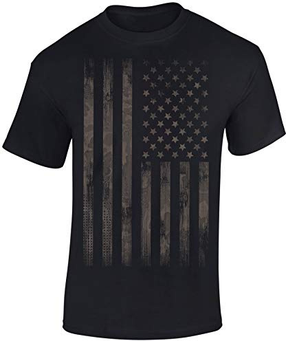 Baddery Herren USA Flagge T-Shirt - „Stars and Stripes“ | US Flaggen Shirt für Amerika-Fans und Patrioten