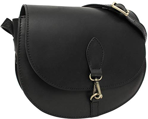Gusti Umhängetasche Leder - Wiebke Damen Handtasche Abendtasche kleine Ledertasche Vintage Schwarz Leder