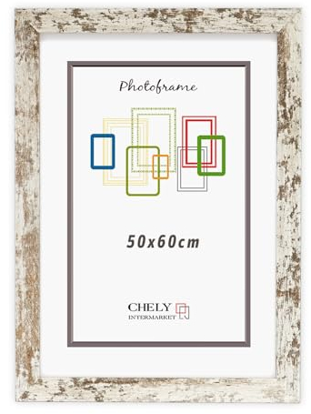 CHELY INTERMARKET MOD204 Marco Fotos Decorativo Estilo Clásico Vintage 50x60cm Madera MDF con Metacrilato Diseño Montaje Vertical Horizontal Ideal Diplomas Certificados Fotografías