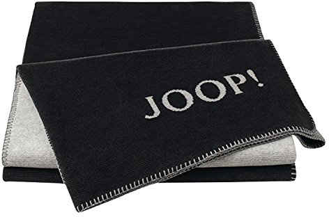 Joop!® Melange-Doubleface, flauschig-weiche Kuscheldecke Anthrazit-Silber | Wohndecke aus Baumwoll-Mischgewebe, weiße Tagesdecke in Melange-Optik, Sofa-Decke in 150x200 cm, Made in Germany, OEKO-TEX