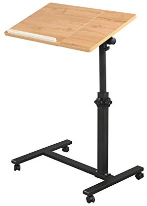 Baagialdic Rolling Laptop Tisch Schoß Schreibtisch für Laptop Rollwagen Kippbar über Nachttisch Beistelltisch mit Rollen Verstellbarer Laptop-Ständer Sofa Beistelltisch