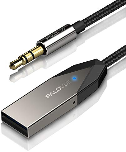 PALOVUE Ricevitore Bluetooth 5.0, kit per auto wireless per streaming musicale e chiamate in vivavoce per autoradio stereo domestico con Aux da 3,5 mm, nessuna ricarica necessaria, LinkFlow