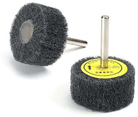Utoolmart Lot de 2 roues à lamelles abrasives en fibre de nylon à tête cylindrique de 6 mm de diamètre Grain 800 Gris