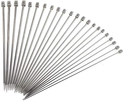 NC Ferri da maglia da 36 cm (14) in acciaio inox, compreso 2,0 mm 2,5 mm 3,0 mm 3,5 mm 4,0 mm 4,5 mm 5,0 mm 5,5 mm 6,0 mm 7,0 mm 8,0 mm (11 paia)