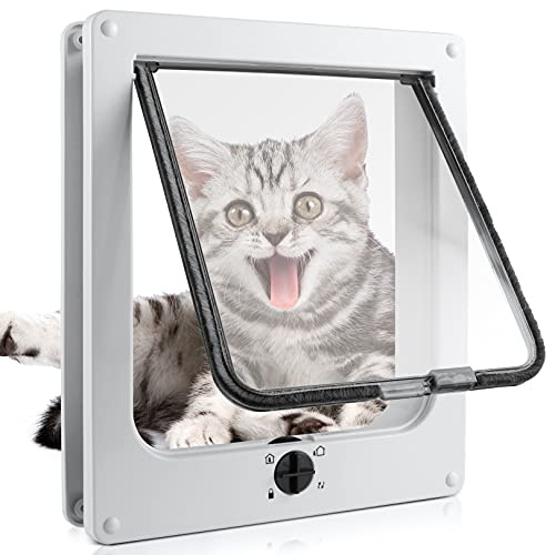 Sailnovo Katzenklappe Hundeklappe 4 Wege Facile-Verschluss für Katzen und kleine Hunde, Installieren Leicht mit Teleskoprahmen, Cat Flap Klappe Hundetür Katzentür Haustierklappe 23.5 * 27 * 5,5 cm