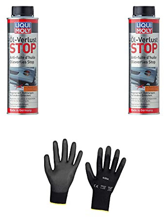 Iloda 2xOriginal Liqui Moly 300ml Öl-Verlust Stop Oil Leak Stop 1005 Schutzhandschuhe