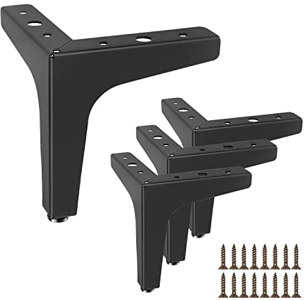 DBREAKS 4 Stück Möbelfüße, 10cm Dreieck Tischbeine, Schwarz Metallfüße, für Couchtische,Schränke, Sofa,Nachttisch,TV-Schränke, Schubladen, Mit Schrauben