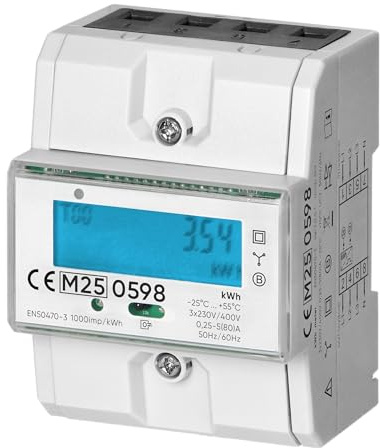MIRATIC Compteur Electrique Triphasé 80A Certifié MID Mesure Bidirectionnelle (Consommation/Production) 230V/400V Écran LCD Rétroéclairé Wattmetre Montage Rail Din Electrique 4,3 Module