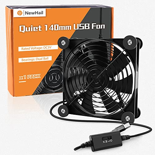 NewHail 1Pack 140mm Mini USB Fan Computer Fan Multi-speed Control, Reduction Heat for Router, Game Console, TV Box, Recipient, Modem, DVR, PlayStation, AV-cabin