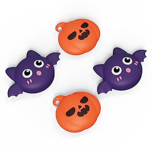 PlayVital Süße Stick Kappen für ps5/4,Caps Aufsätze für Xbox Series X&S,Thumbstick Schutzkappen Zubehör für Xbox One,Analog Stick Controller Kappen für Switch Pro-Halloween Kürbis Fledermaus