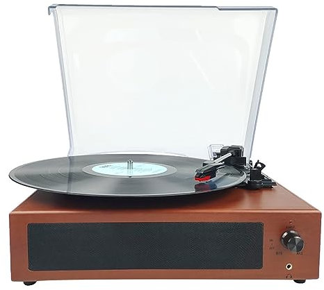 MegLob Giradischi Portatile Vintage con Fonografo, Giradischi in Vinile, Giradischi Classico, Giradischi Connesso Wireless con Altoparlanti Stereo Integrati, Giradischi LP 33/45/78 Giri/Min,A
