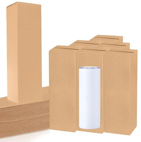 24 Stück Geschenkboxen aus Wellpapier für Sublimationsbecher Tumbler Box 340ml 567ml 850ml Sublimationsbecher Boxen für Verpackung 8,5x8,5x25 cm