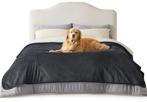 LE SURE Hundedecke Wasserdicht，218x229cm wasserdichte Decke Sofa,Dunkelgrau | Hundedecke für unterwegs, grosse Hunde Decke Fleece waschbar, Katzendecke flauschig und weich für Bett, Auto, Outdoor