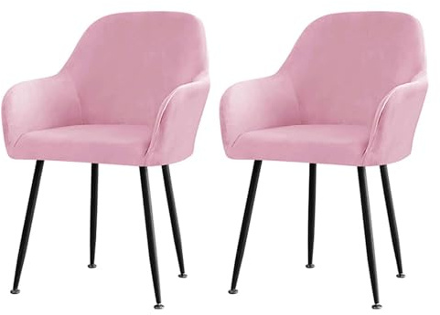 ZRCYXDW Fundas de Sillas Comedor con Brazos-Rosado-2 Pieza | Fundas de Sillón Suaves y Elásticas de Terciopelo, Protector de Sillas con Respaldo Curvo Extraíble y Lavable