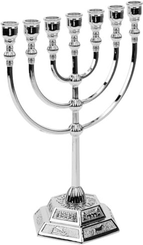 STOBAZA Menorá De 7 Brazos Decorativa De Metal Dorado para Hogar Celebraciones Religiosas Y Eventos Especiales