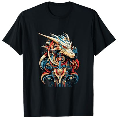 Dragon Nouvel An chinois 2024 géométrique abstrait T-Shirt