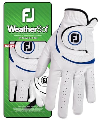 FootJoy WeatherSof Gant de Golf pour Homme Blanc/Bleu