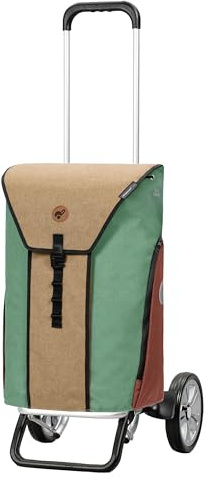 ANDERSEN Einkaufstrolley - Alu Star Shopper Oli.P 2.0 beige | sehr leicht, höhenverstellbar, klein zusammenlegbar, bis 40 kg - Tasche mit Thermofach, Seitenfach, Reflektoren, 50 L