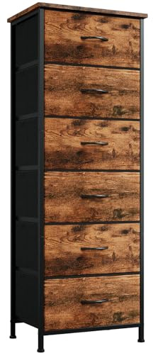Somdot Tall Chest of Drawers for Bedroom, 6 Drawers, Brown
