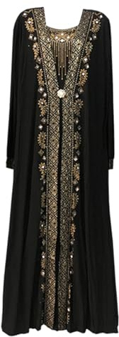 Saudi-arabische Roben für Damen Sparkling Coloured Diamonds Langarmkleid Women 's muslimische islamische Robe Abaya Maxi Kleid zarte bestickte Strass