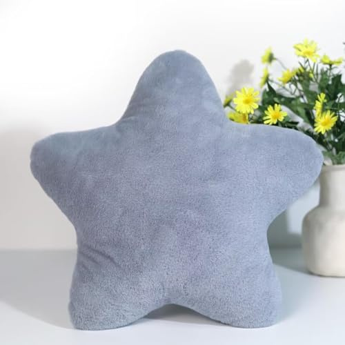Bettschlange Kuschelkissen Kinder, Stern Kinderkissen, Weiche Flauschige Sternenkissen, Kissen Kinderzimmer Sternform Dekokissen für Mädchen & Jungen Zuhause Schlafzimmer,Grau,30x30cm