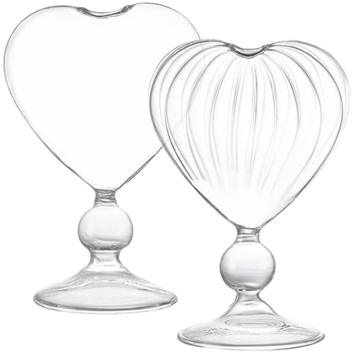 PLAFOPE Heart Shaped Drinking Glasses Set of 2 7.10 Oz Cocktail Glasses Romantic Wine Goblets for Home Bar Weddings Parties and Banquets